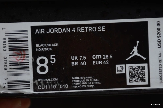 Cheap Air Cat CU1110-010 4 Black Jordan (2020) 0701